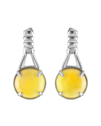 Stylish Honey Amber Earrings In Sterling Silver The Shanghai, image 