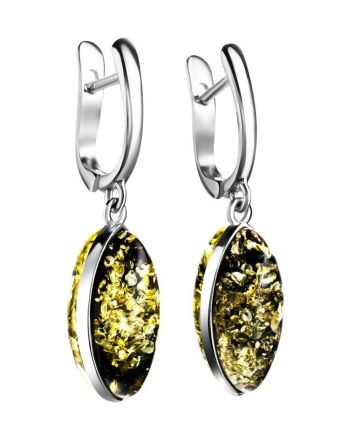 Green Amber Earrings In Sterling Silver The Amaranth, image 