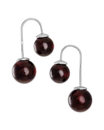 Stylish Cherry Amber Threader Earrings In Sterling Silver The Paris, image 