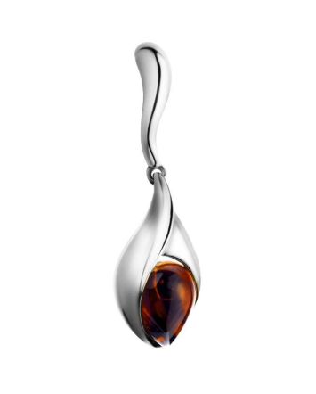 Cognac Amber Pendant In Sterling Silver The Peony, image 