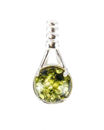 Refined Green Amber Pendant In Sterling Silver The Shanghai, image 