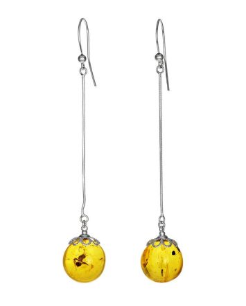 Dangles Amber Earrings With Sterling Silver With Inclusions The Clio, image 