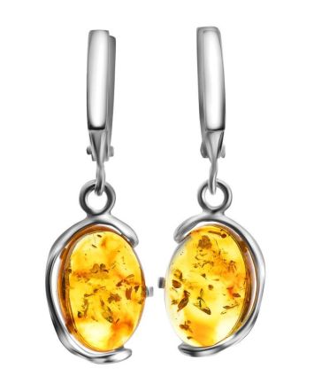 Oval Amber Earrings In Sterling Silver The Vivaldi, image 