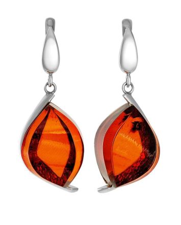 Cherry Amber Drop Earrings In Sterling Silver The Glow, image 