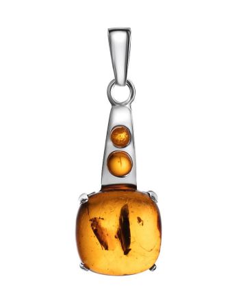 Dazzling Cognac Amber Pendant In Sterling Silver The Prussia, image 