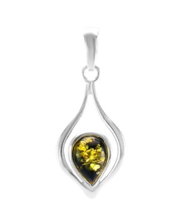 Green Amber Pendant In Sterling Silver The Fiori, image 