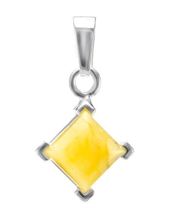 Square Amber Pendant In Sterling Silver The Ovation, image 