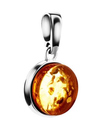 Round Silver Pendant With Lemon Amber The Furor, image 