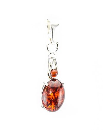 Cute Silver Pendant With Cognac Amber The Prussia, image 