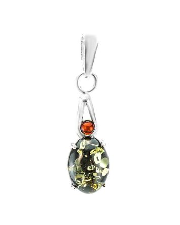 Charming Oval Amber Pendant In Sterling Silver The Prussia, image 