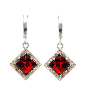 Geometric Amber Earrings In Sterling Silver The Hermitage, image 