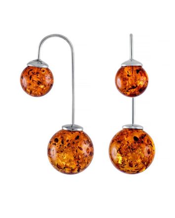 Wonderful Cognac Amber Threader Earrings In Sterling Silver The Paris, image 