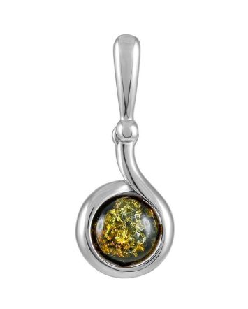 Bright Green Amber Pendant In Sterling Silver The Berry, image 