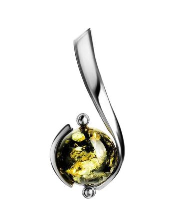 Round Amber Pendant In Sterling Silver The Sphere, image 