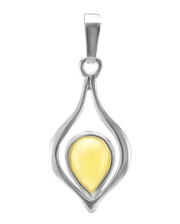 Honey Amber Pendant In Sterling Silver The Fiori, image 