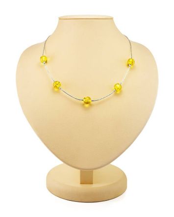 Silver Chain Necklace With Lemon Amber, image 