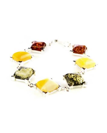 Multicolor Amber Bracelet In Sterling Silver The Athena, image 