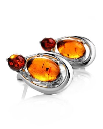 Cognac Amber Earrings In Sterling Silver The Prussia, image 