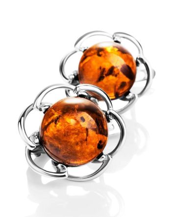 Floral Amber Earrings In Sterling Silver The Daisy, image 
