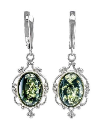 Drop Amber Earrings In Sterling Silver The Carmen, image 
