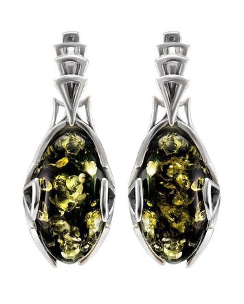 Green Amber Earrings In Sterling Silver The Rendezvous, image 