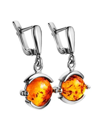 Drop Amber Earrings In Sterling Silver The Sphere, image 