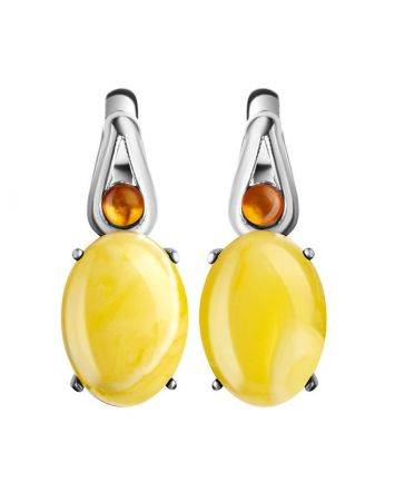 Lovely Amber Earrings In Sterling Silver The Prussia, image 