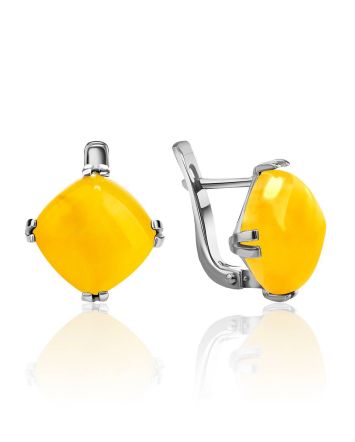 Square Cut Amber Earrings In Sterling Silver The Byzantium, image 