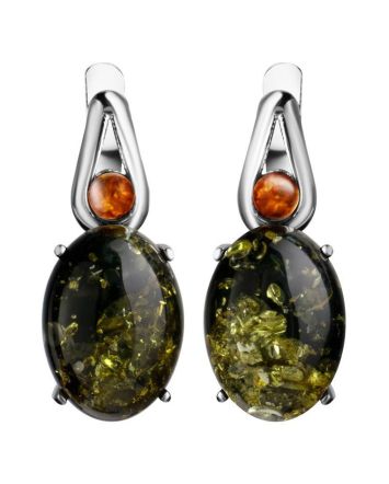 Green Amber Earrings In Sterling Silver The Prussia, image 