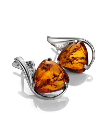 Cognac Amber Earrings In Sterling Silver The Acapulco, image 
