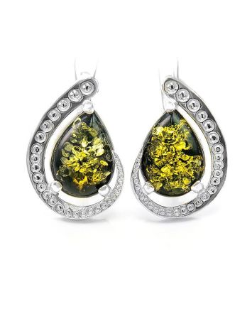 Sterling Silver Earrings With Green Amber The Acapulco, image 