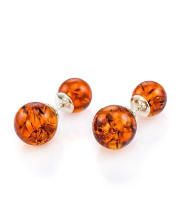 Cognac Amber Earrings In Sterling Silver The Paris, image 