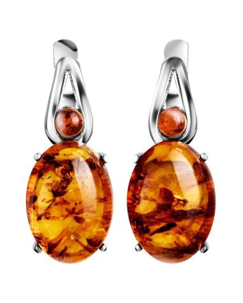 Dazzling Cognac Amber Earrings In Sterling Silver The Prussia, image 