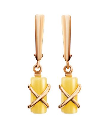 Amber Earrings In Gold the Scandinavia, image 