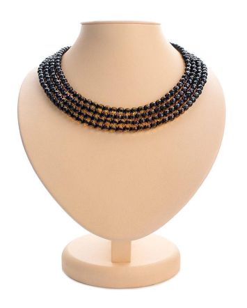 Shimmering Faceted Green Amber Beaded Necklace, image 