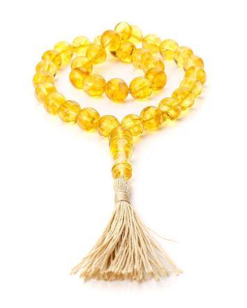 Islamic 33 Lemon Amber Prayer Beads, image 