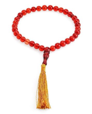 Islamic Ball Cut Cherry Amber Prayer Beads, image 
