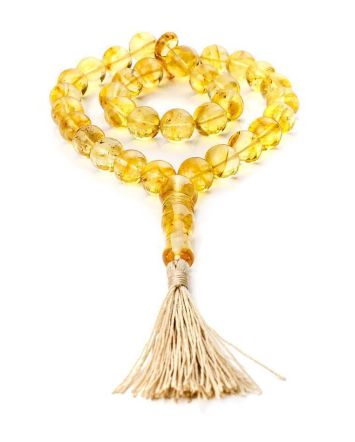 Muslim 33 Lemon Amber Prayer Beads, image 