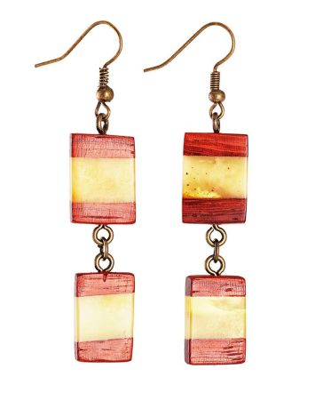 Handmade Amber Dangles With Padauk Wood The Indonesia, image 