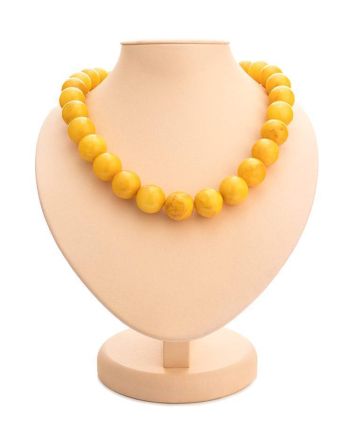 Aged Honey Amber Beaded Necklace, image 