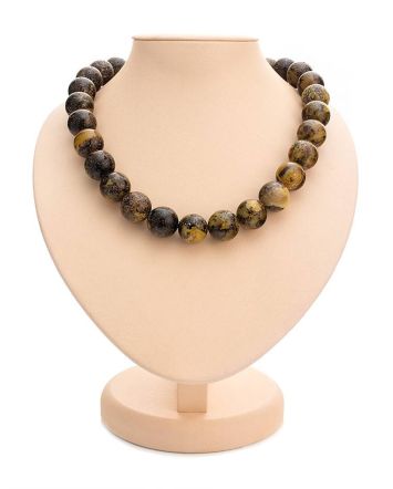 Boho Style Amber Ball Beaded Necklace The Meteor, image 