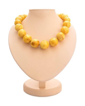 Vintage Style Amber Ball Beaded Necklace, image 