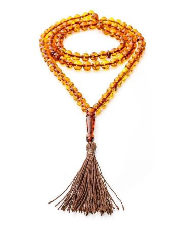 Islamic 99 Cognac Amber Prayer Beads, image 