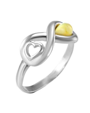 Sterling Silver Ring With White The Amour, Ring Size: 6 / 16.5, image 
