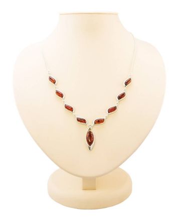 Wonderful Silver Necklace With Cognac Amber The Taurus, image 