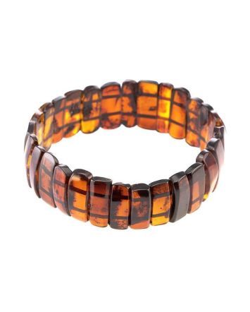 Cherry Amber Flat Beaded Stretch Bracelet, image 