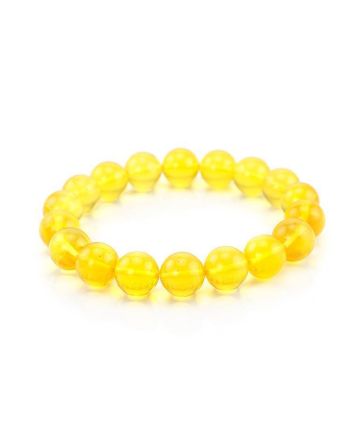 Lemon Amber Ball Beaded Stretch Bracelet, image 