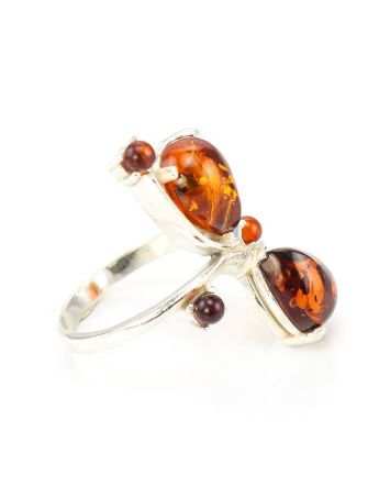 Cognac Amber Ring In Sterling Silver The Symphony, Ring Size: 11 / 20.5, image 