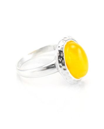 Honey Amber Ring In Sterling Silver The Hermitage, Ring Size: 12 / 21.5, image 