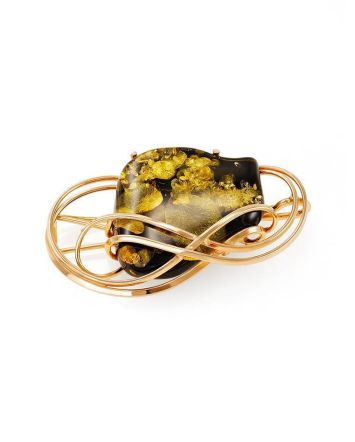 Handcrafted Amber Brooch In Gold Plated Silver The  Rialto, image 